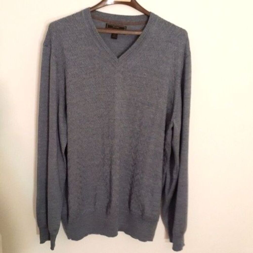 Jos. A Bank Merino wool sweater soft blue gray mens XXL v neck Joseph a bank